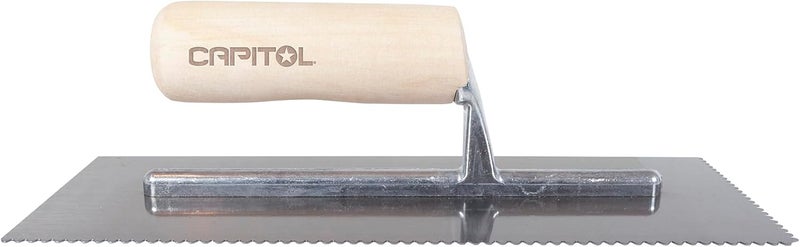 Capitol 115111 Professional Flooring Adhesive Trowel-1/8” x 1/8" x 1/16" Flat-Top V-Notch, Silver/Light Wood - Image 3